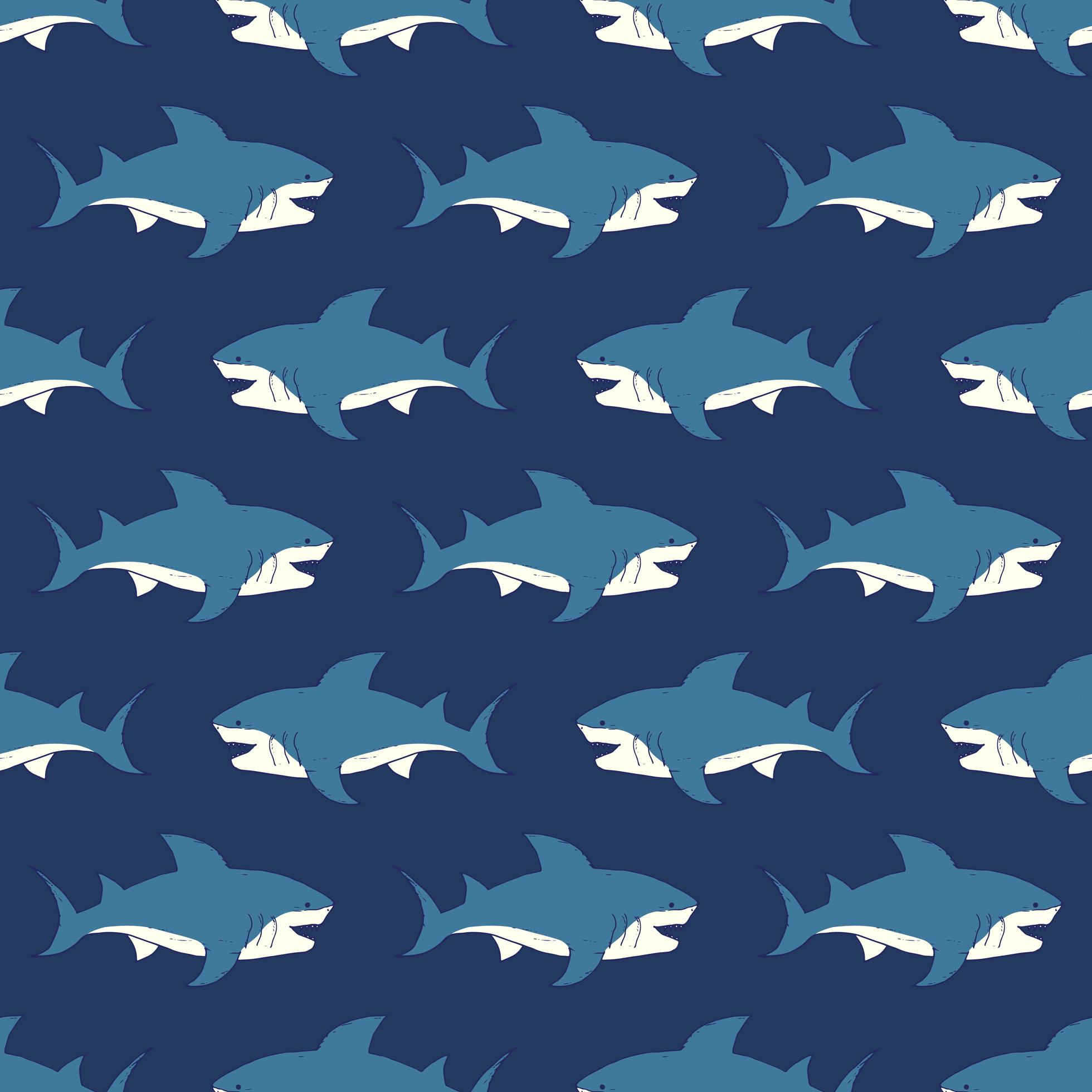 Shark seamless pattern Hand drawn sketched doodle shark vector