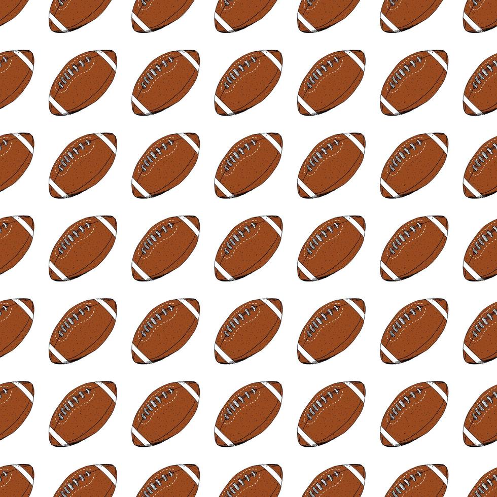 Football rugby ball seamless pattern hand drawn sketch vector illustration