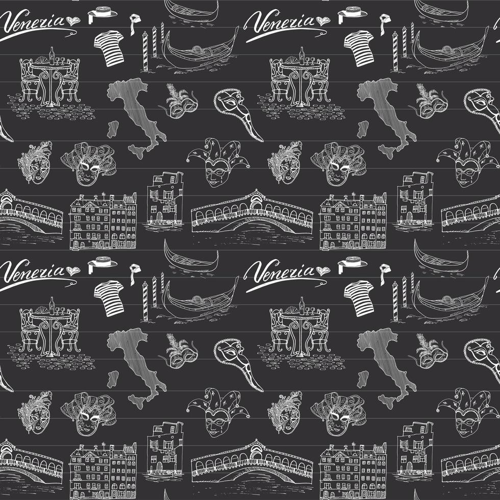 Venice Italy seamless pattern Hand drawn sketch Doodle drawing vector illustration