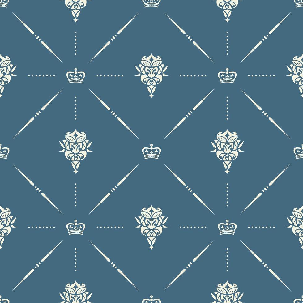 Royal wallpaper seamless pattern with crown and decorative elements Luxury background vector