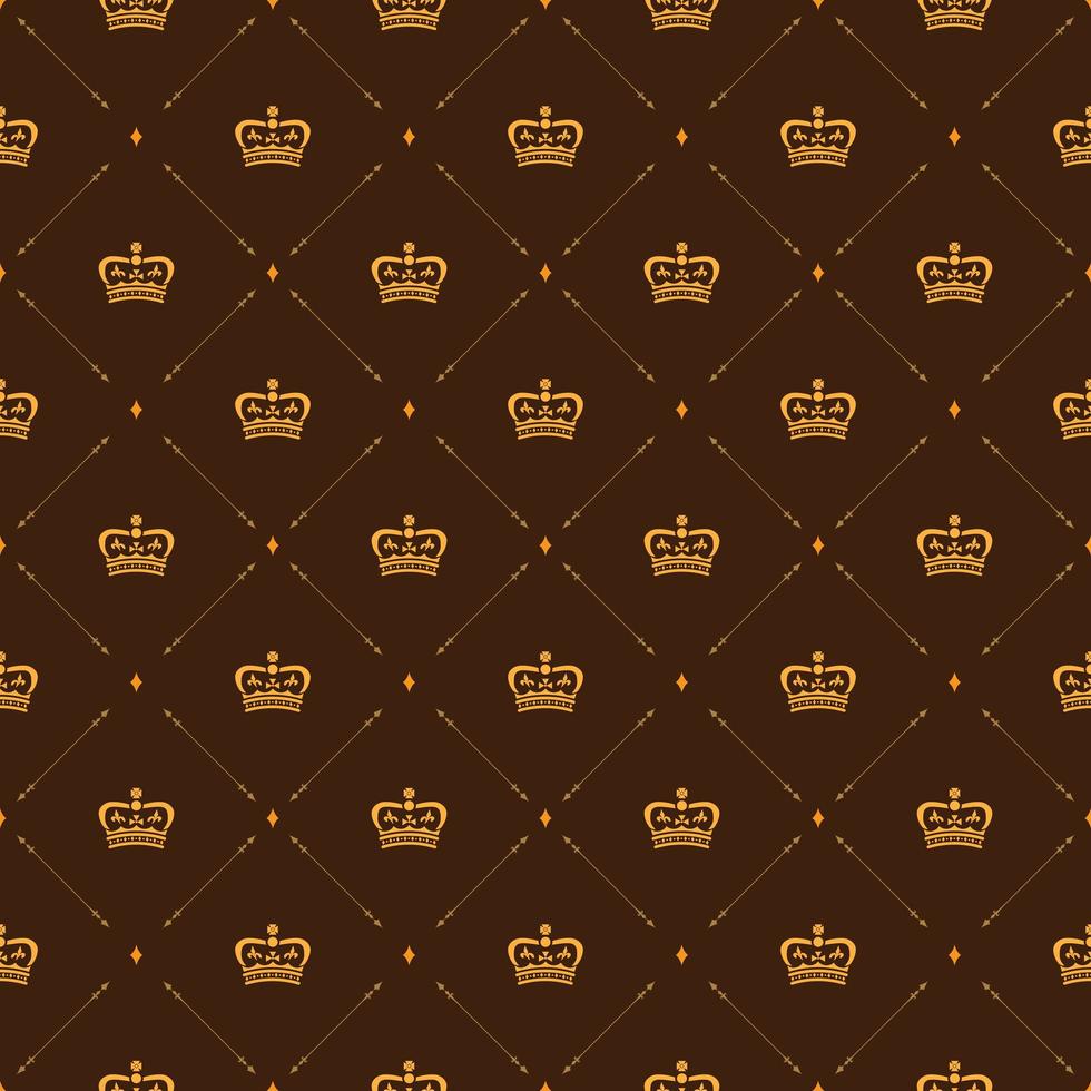 Royal wallpaper seamless pattern with crown and decorative elements Luxury background vector