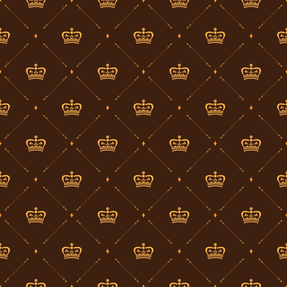 Royal wallpaper seamless pattern with crown and decorative elements Luxury background vector