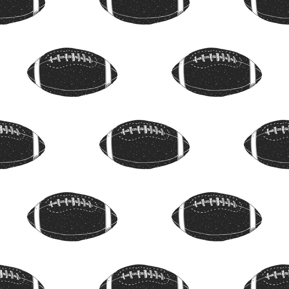 Football rugby ball seamless pattern hand drawn sketch vector illustration