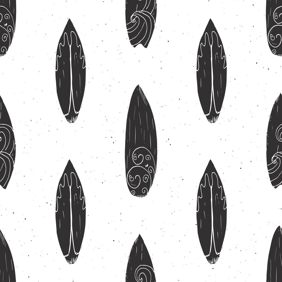 Surf boards seamless pattern hand drawn sketch background typography design monochrome vector illustration