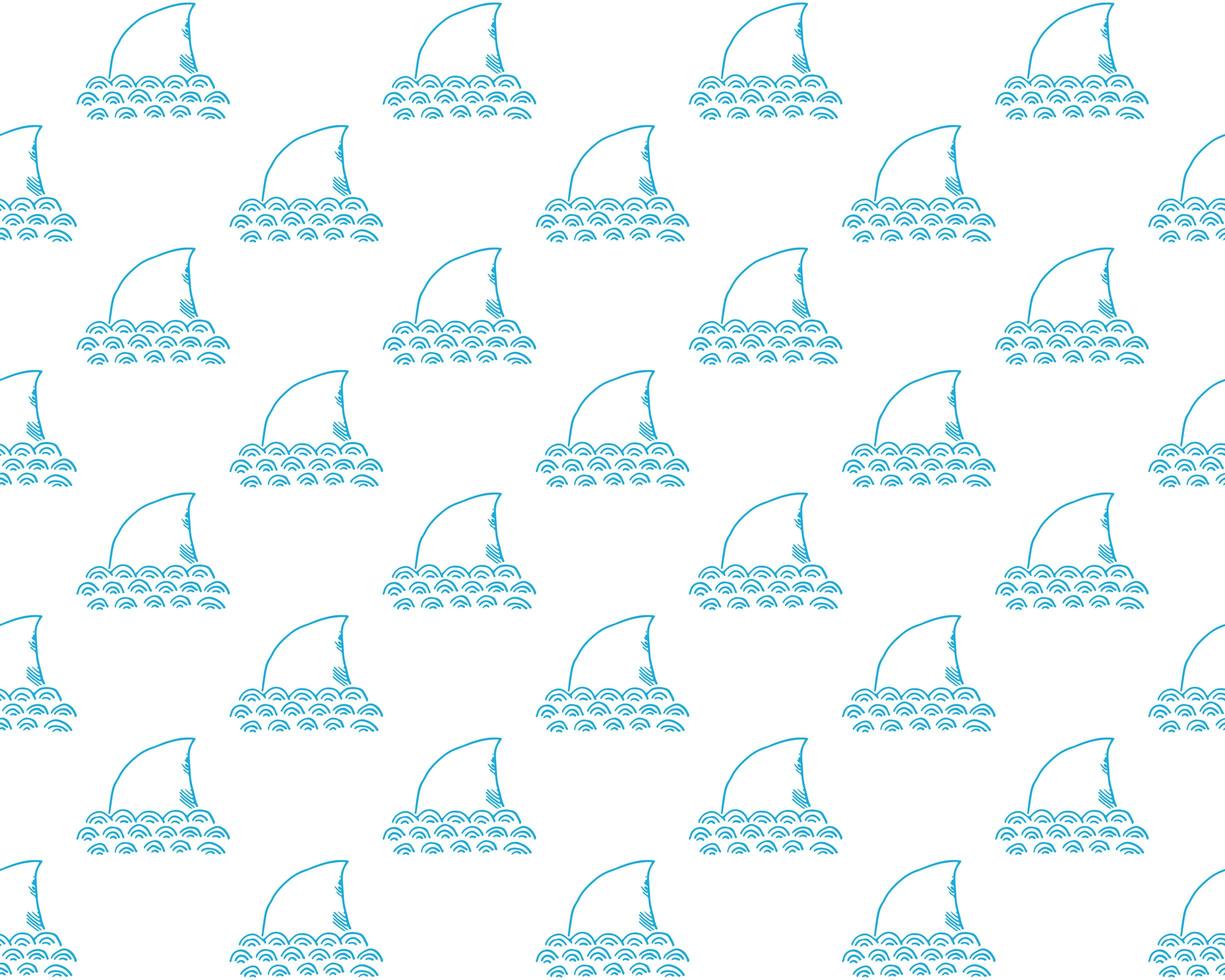Shark seamless pattern Hand drawn sketched doodle shark vector illustration