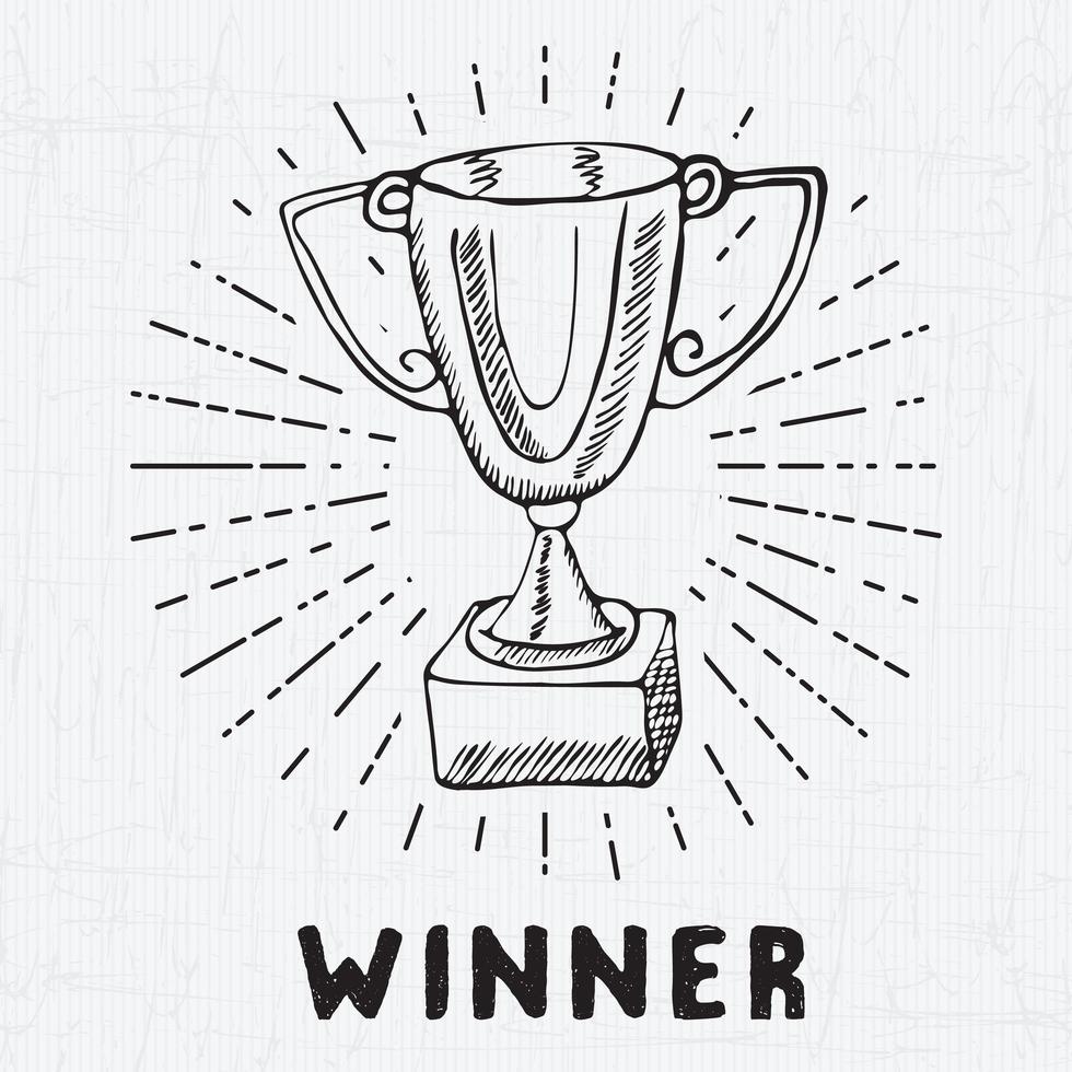 Sport trophy sketch doodle Hand drawn winners prize on chalkboard background vector