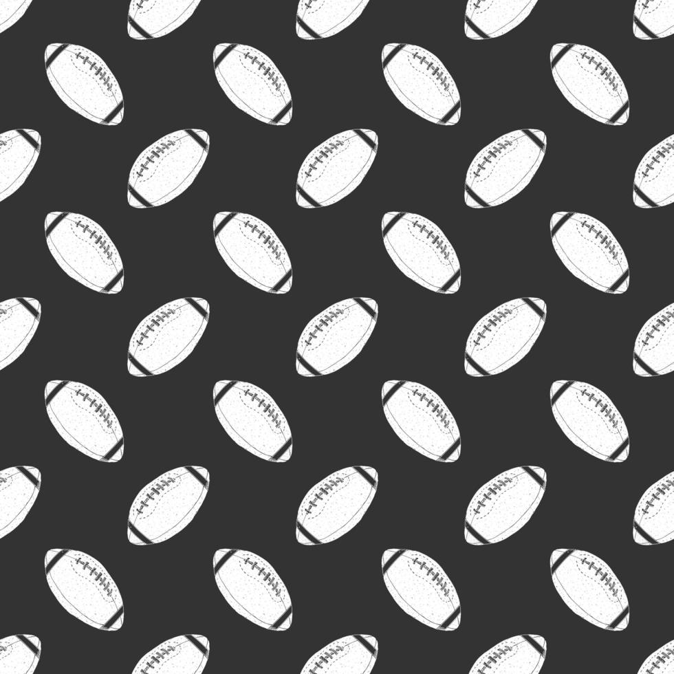 Football rugby ball seamless pattern hand drawn sketch vector illustration