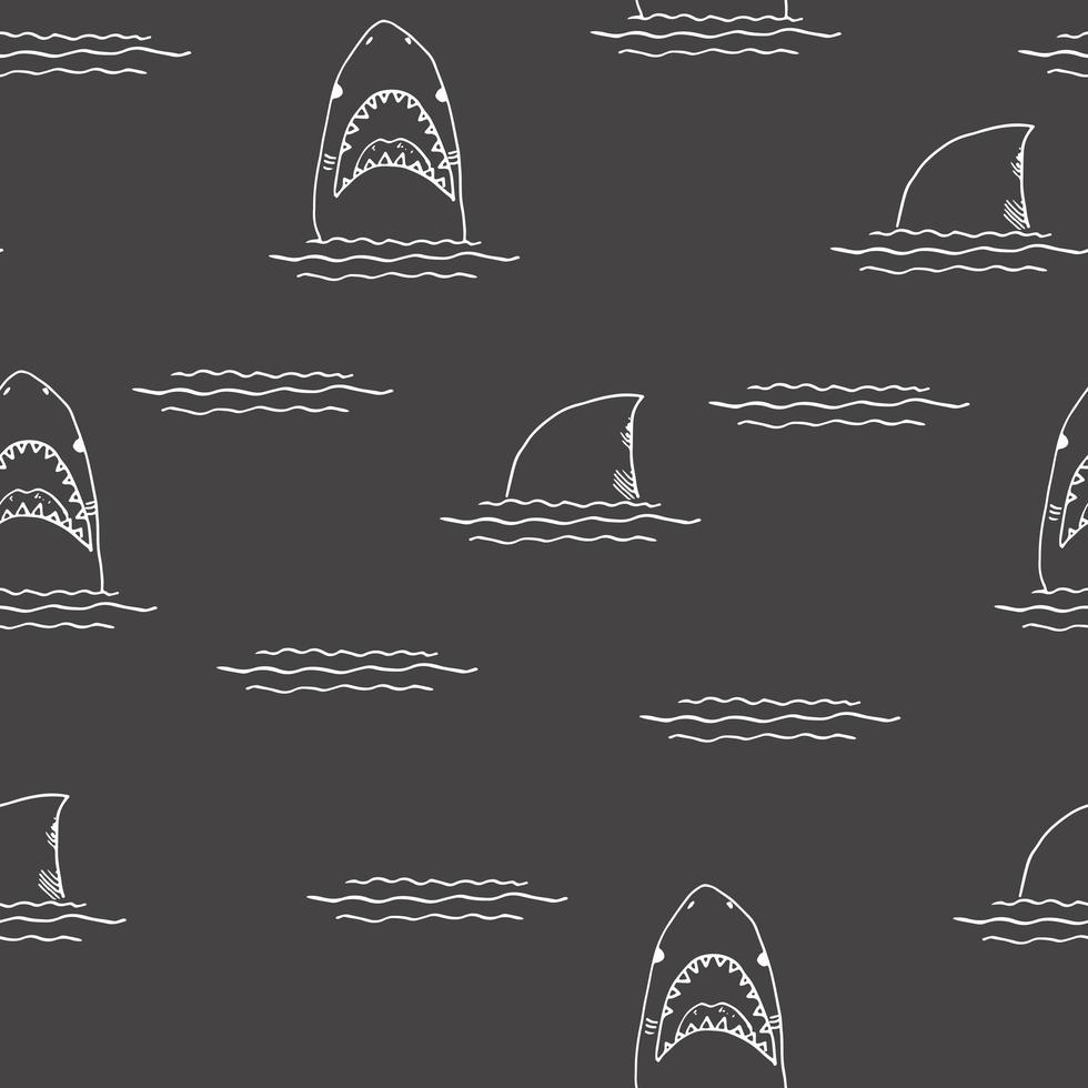 Shark seamless pattern Hand drawn sketched doodle shark vector illustration
