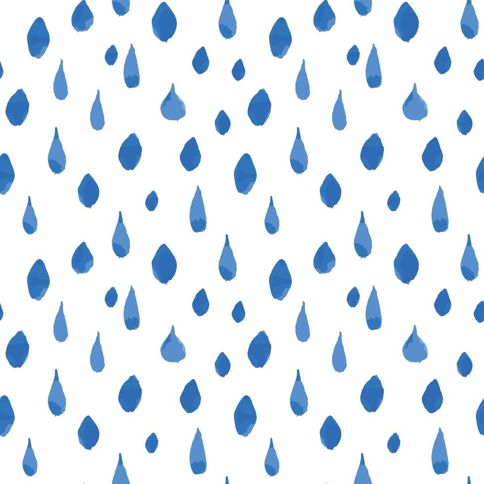 gotas de lluvia de patrones sin fisuras. Ilustración de vector dibujado a mano.