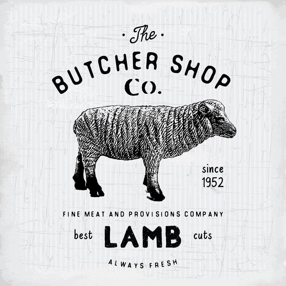 Butcher Shop vintage emblem lamb meat products, butchery Logo template retro style. Vintage Design for Logotype, Label, Badge and brand design. vector illustration
