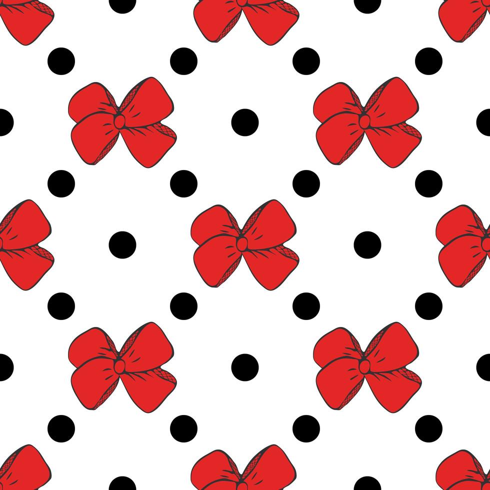 Seamless pattern background with handdrawn bows vector illustration