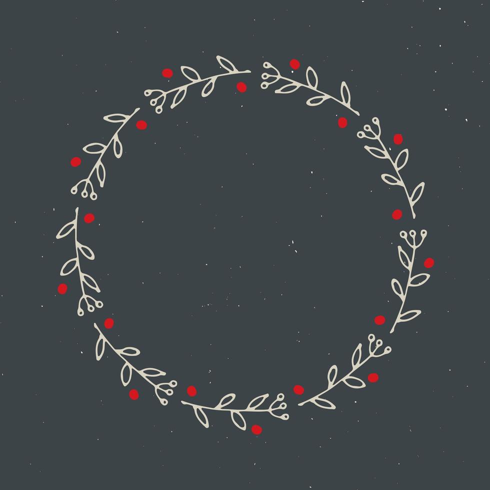 Christmas wreath Round Frames set hand drawn doodles. Vector illustration