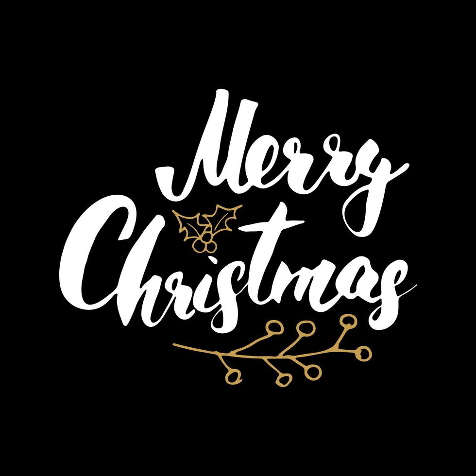 Feliz Navidad letras caligráficas. diseño de saludos tipográficos. Letras de caligrafía para saludo navideño. Ilustración de vector de texto de letras dibujadas a mano