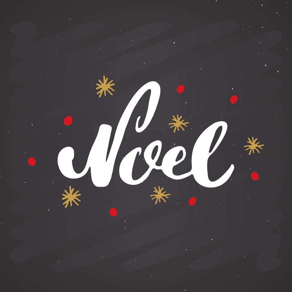 feliz navidad letras caligráficas noel. diseño de saludos tipográficos. Letras de caligrafía para saludo navideño. Ilustración de vector de texto de letras dibujadas a mano sobre fondo de pizarra