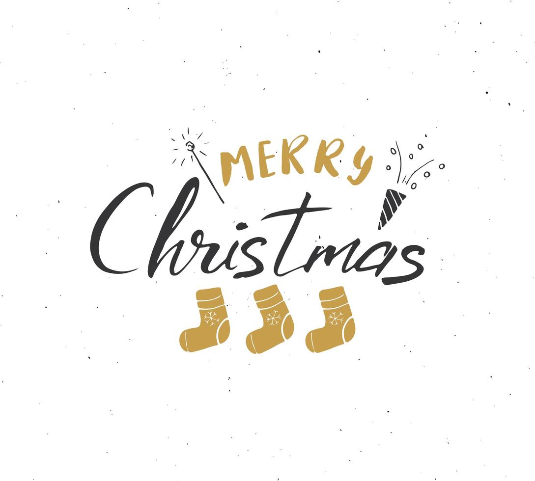 Feliz Navidad letras caligráficas. diseño de saludos tipográficos. Letras de caligrafía para saludo navideño. Ilustración de vector de texto de letras dibujadas a mano