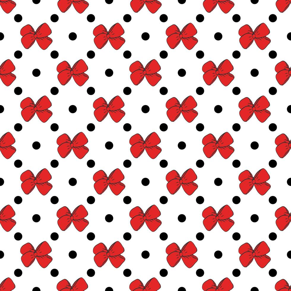 Seamless pattern background with handdrawn bows vector illustration