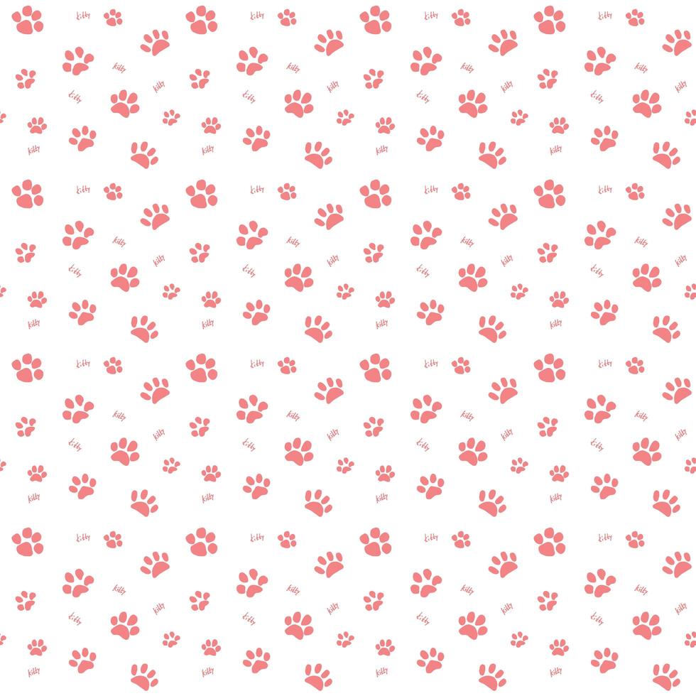 Hand drawn Sketch cats paw and traces seamless pattern, Vector Illustration Elements isolated on white background