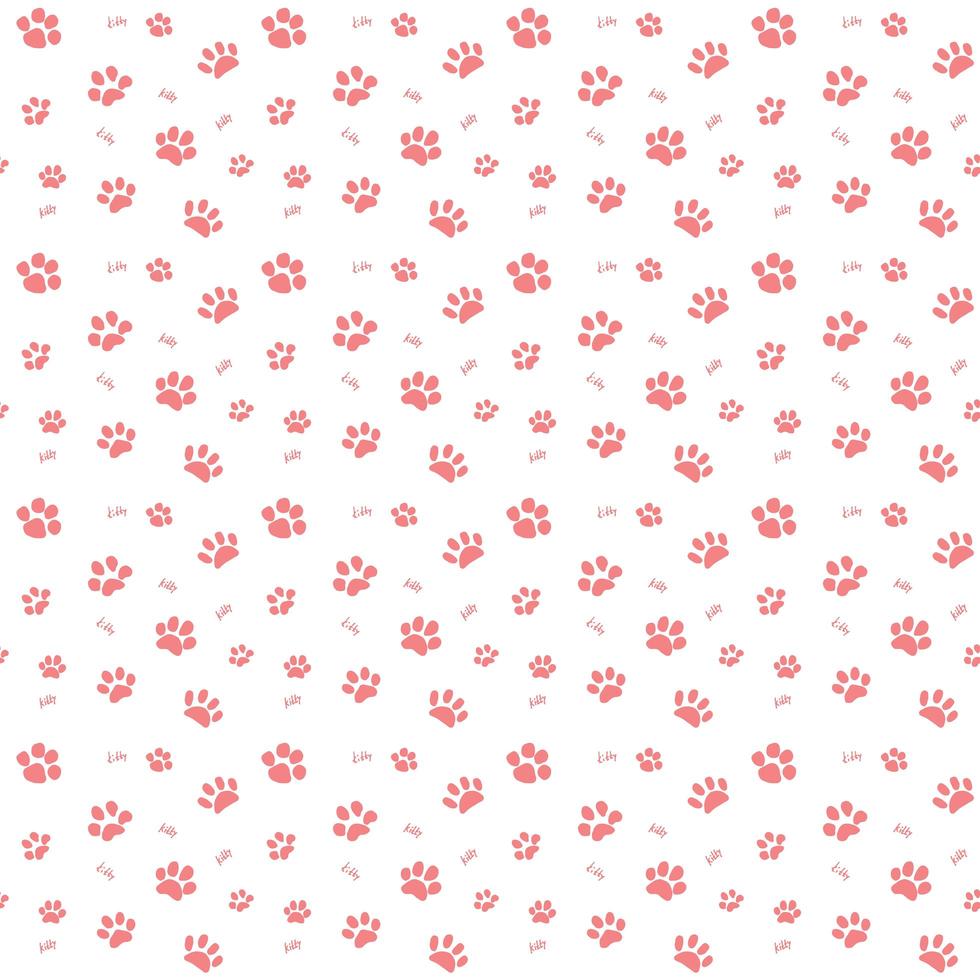 Hand drawn Sketch cats paw and traces seamless pattern, Vector Illustration Elements isolated on white background