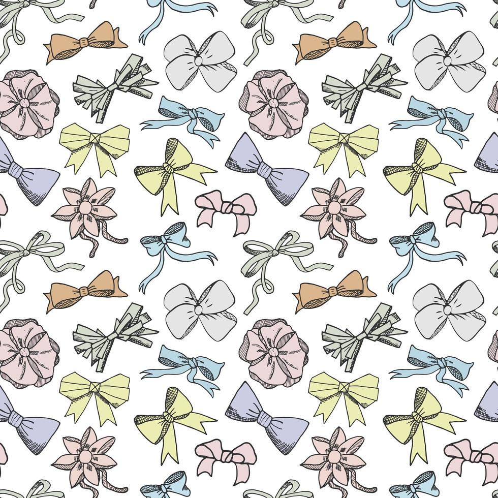 Seamless pattern background with handdrawn bows vector illustration