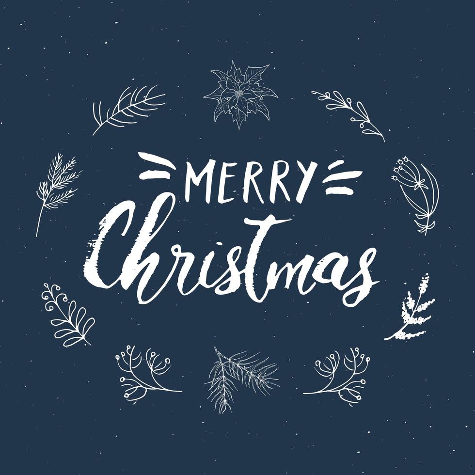 Merry Christmas Calligraphic Lettering. Typographic Greetings Design. Calligraphy Lettering for Holiday Greeting. Hand Drawn Lettering Text Vector illustration