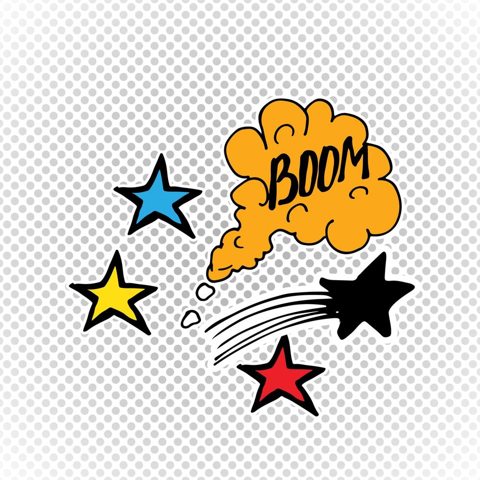 Comic book speech bubble, cartoon sound effect. Hand drawn pop art style sign vector illustration.