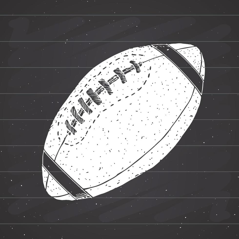 American football, rugby ball hand drawn grunge textured sketch, vector illustration on chalkboard background