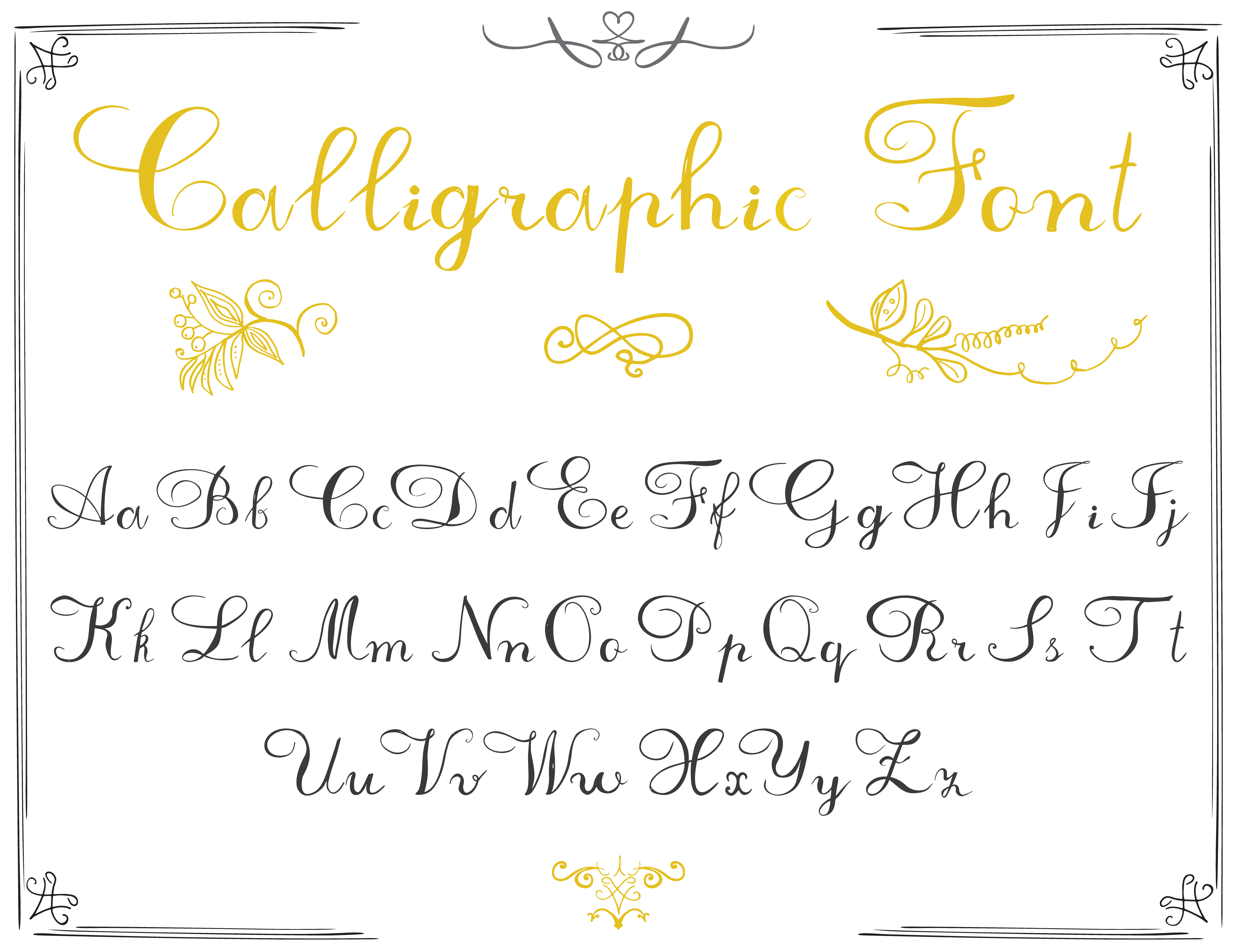 Handwritten calligraphy full latin alphabet with sample text words Stock  Photo - Alamy