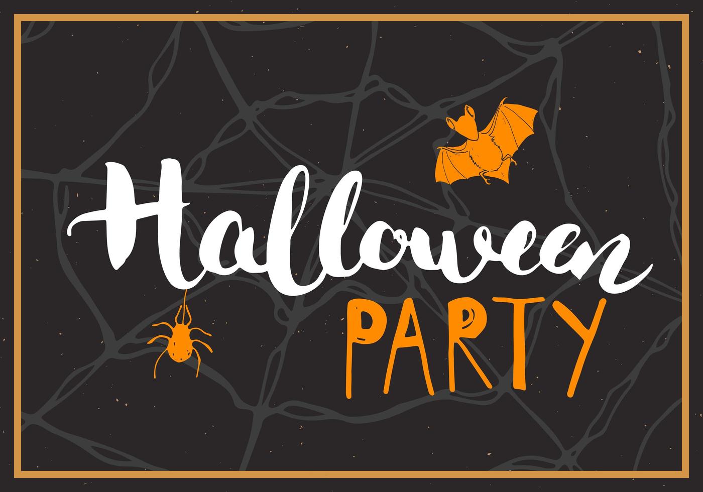 tarjeta de felicitación de halloween. Letrero de caligrafía de letras y elementos dibujados a mano, invitación a una fiesta o diseño de banner de vacaciones ilustración vectorial vector