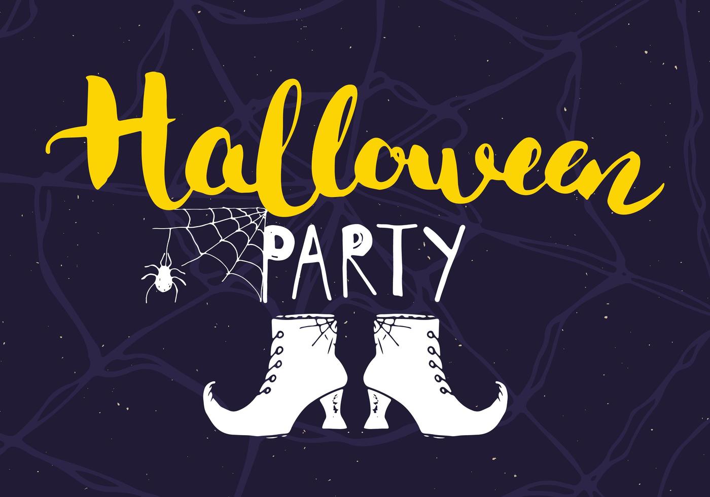 tarjeta de felicitación de halloween. Letrero de caligrafía de letras y elementos dibujados a mano, invitación a una fiesta o diseño de banner de vacaciones ilustración vectorial vector