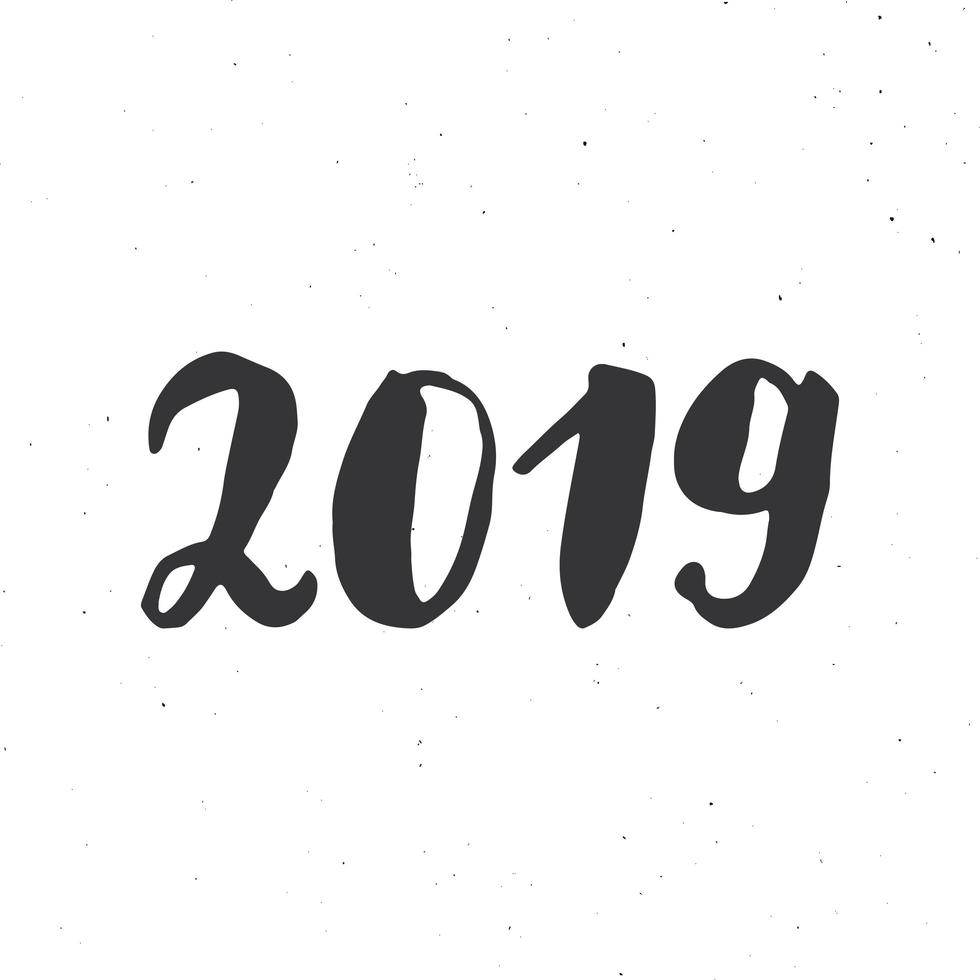 tarjeta de felicitación de año nuevo, 2019. diseño de saludos tipográficos. Letras de caligrafía para saludo navideño. Ilustración de vector de texto de letras dibujadas a mano