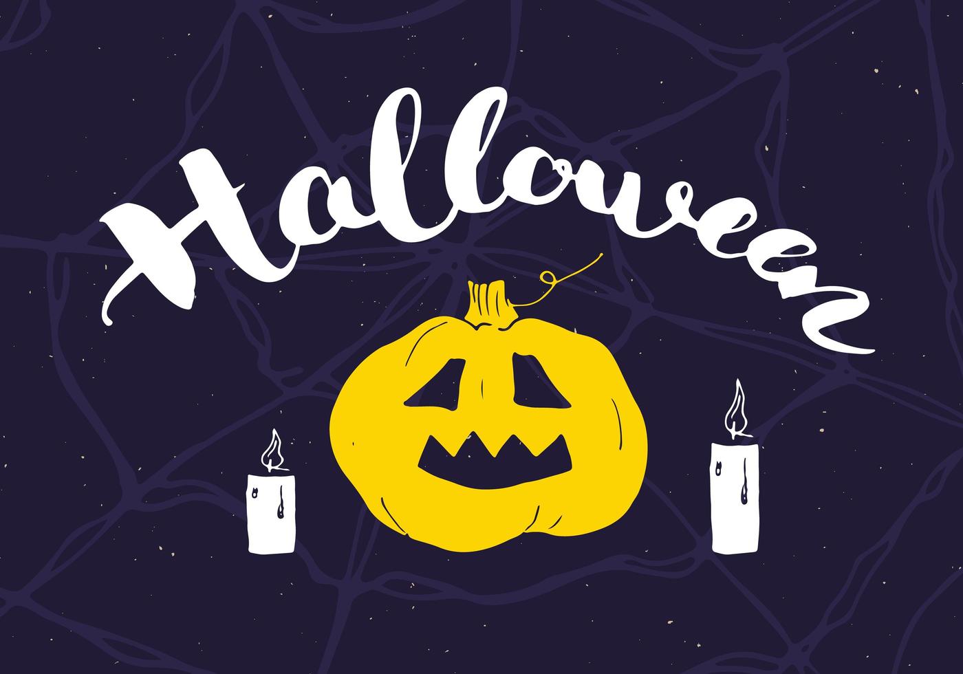 tarjeta de felicitación de halloween. Letrero de caligrafía de letras y elementos dibujados a mano, invitación a una fiesta o diseño de banner de vacaciones ilustración vectorial vector