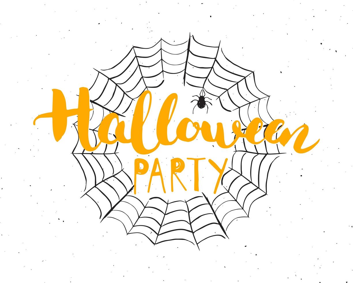 tarjeta de felicitación de halloween. Letrero de caligrafía de letras y elementos dibujados a mano, invitación a una fiesta o diseño de banner de vacaciones ilustración vectorial vector