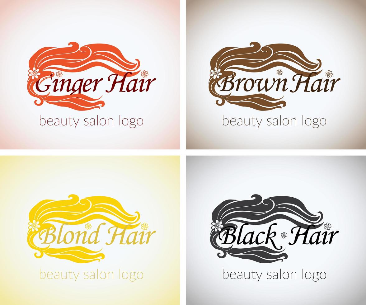 Hair salon Company identity vector logo design mock up template set. abstract concept blond brown black and ginger colors, beauty studio logotype stylized