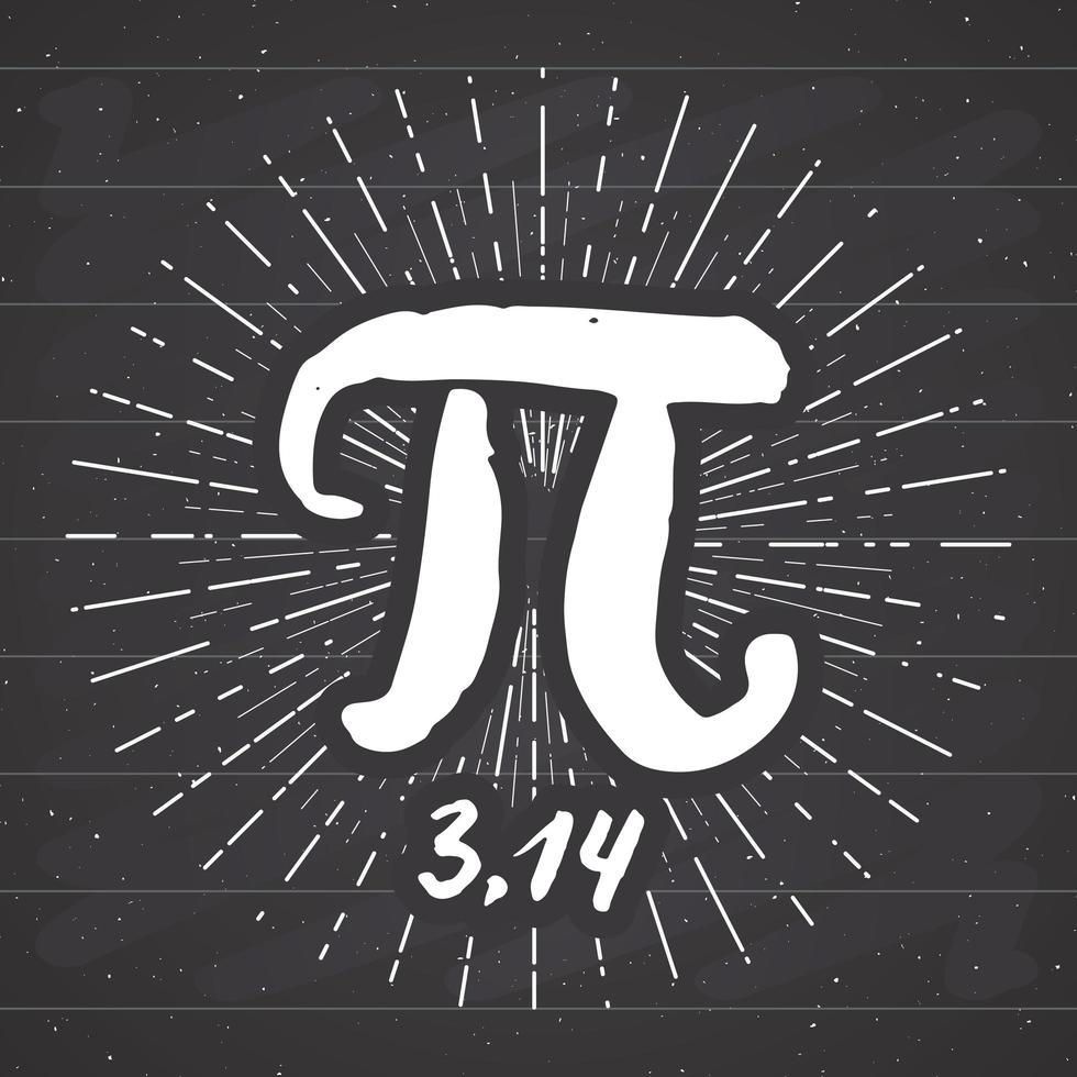 Pi symbol hand drawn icon, Grunge calligraphic mathematical sign, vector illustration on chalkboard background