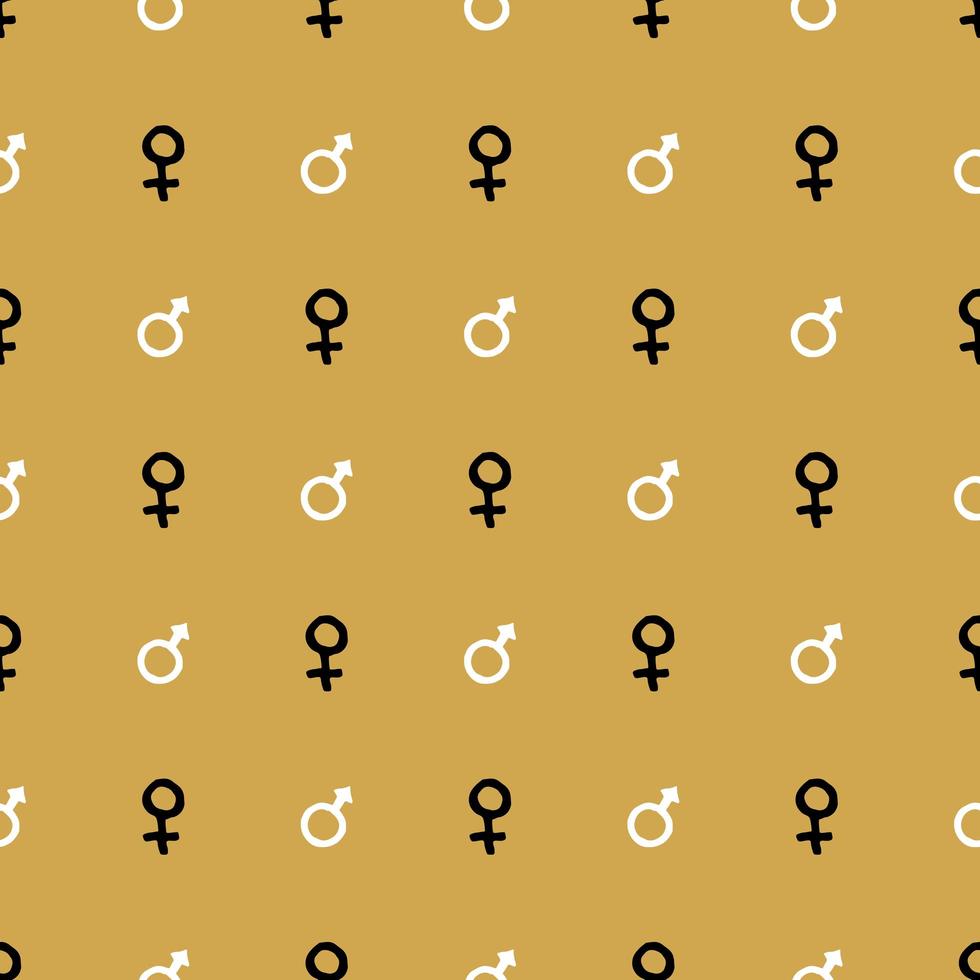 Mars and Venus seamless pattern vector illustration. Hand drawn sketched doodle gender background