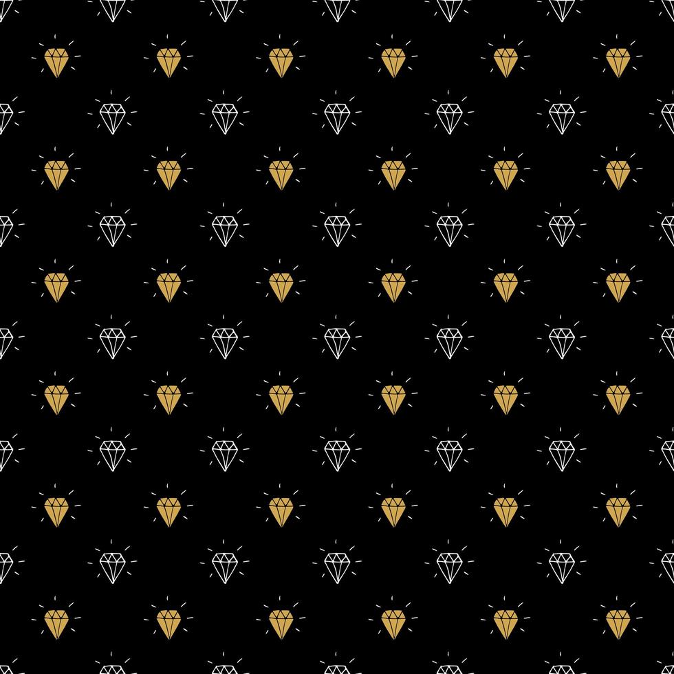 Diamond seamless pattern vector illustration. Hand drawn sketched doodle diamond symbols background
