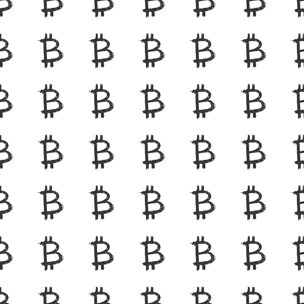 bitcoin, señal, icono, cepillo, letras, seamless, patrón, grunge, símbolos caligráficos, plano de fondo, vector, ilustración vector