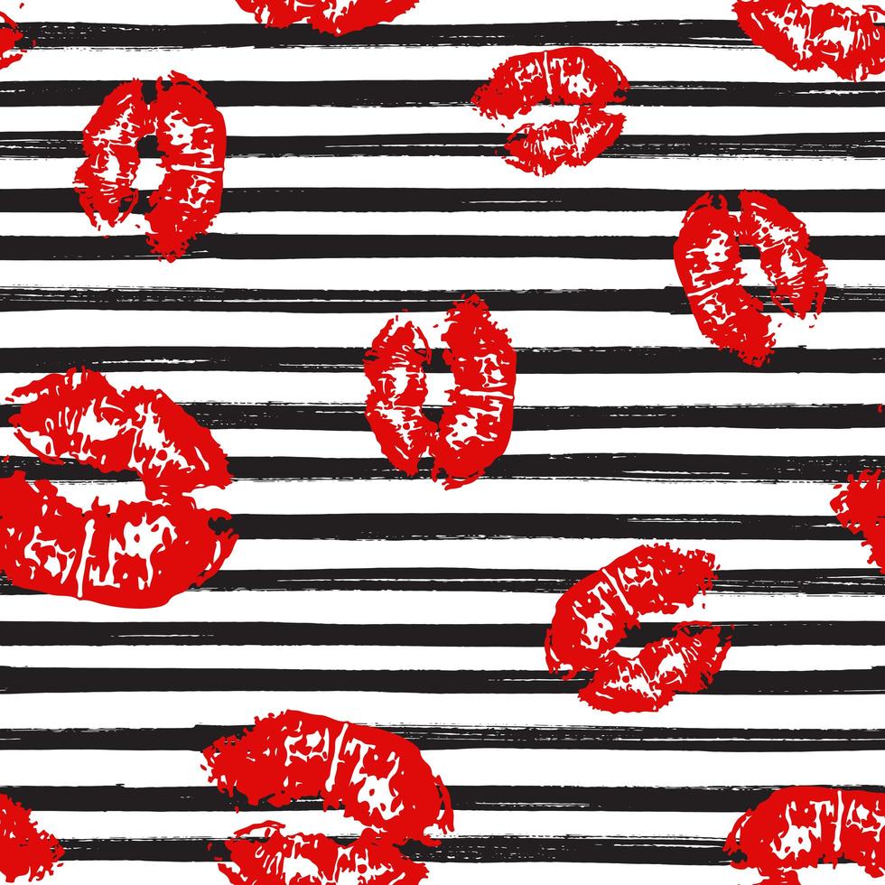 Kiss, Lips Seamless Pattern background. Vector Illustration isolated on white.