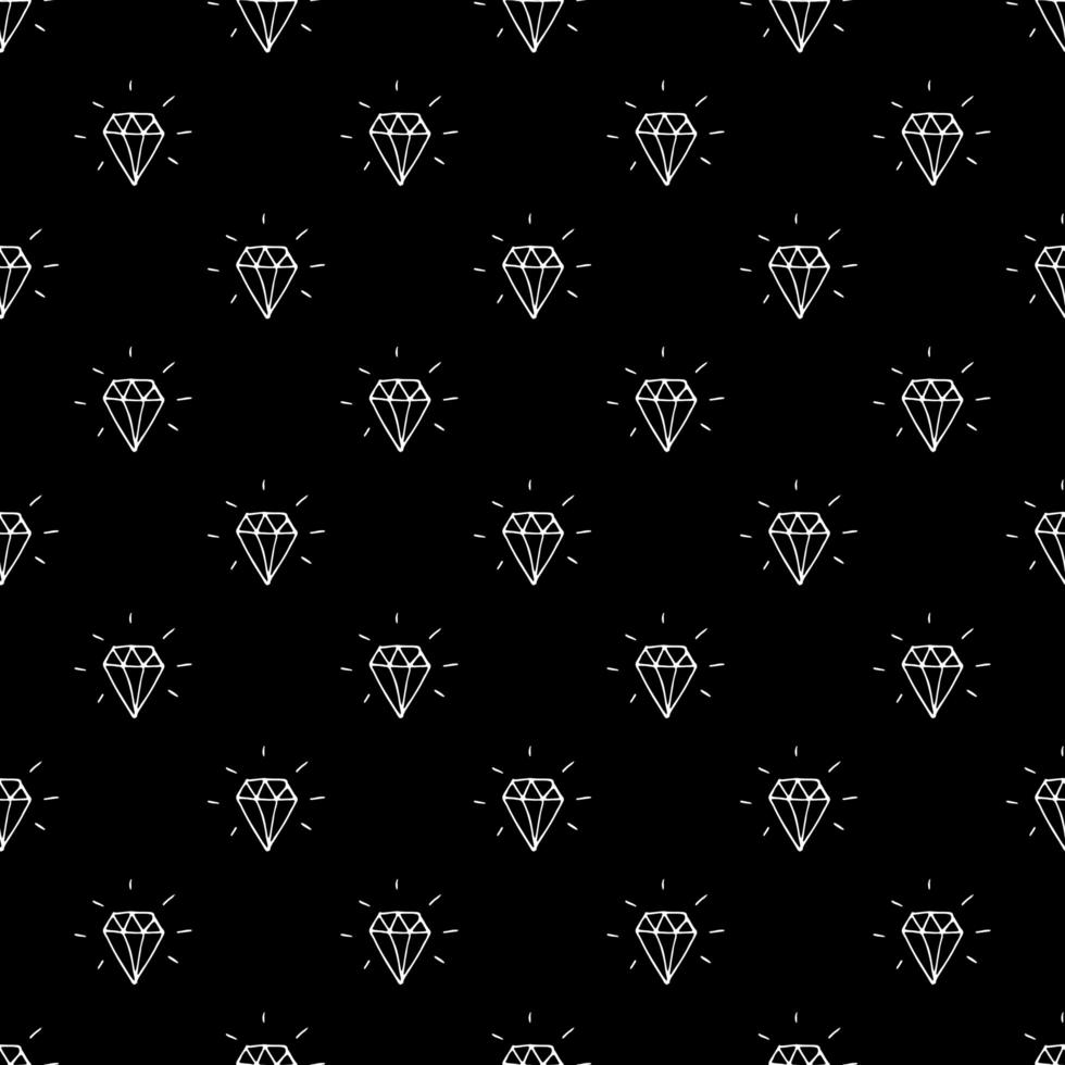 Diamond seamless pattern vector illustration. Hand drawn sketched doodle diamond symbols background