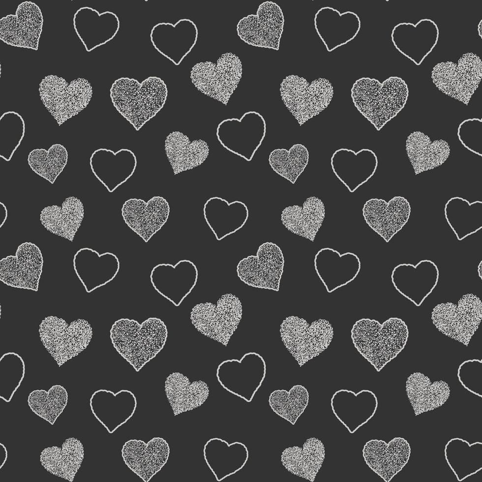 Seamless pattern with hand drawn doodle hearts, vector illustration, Abstract background