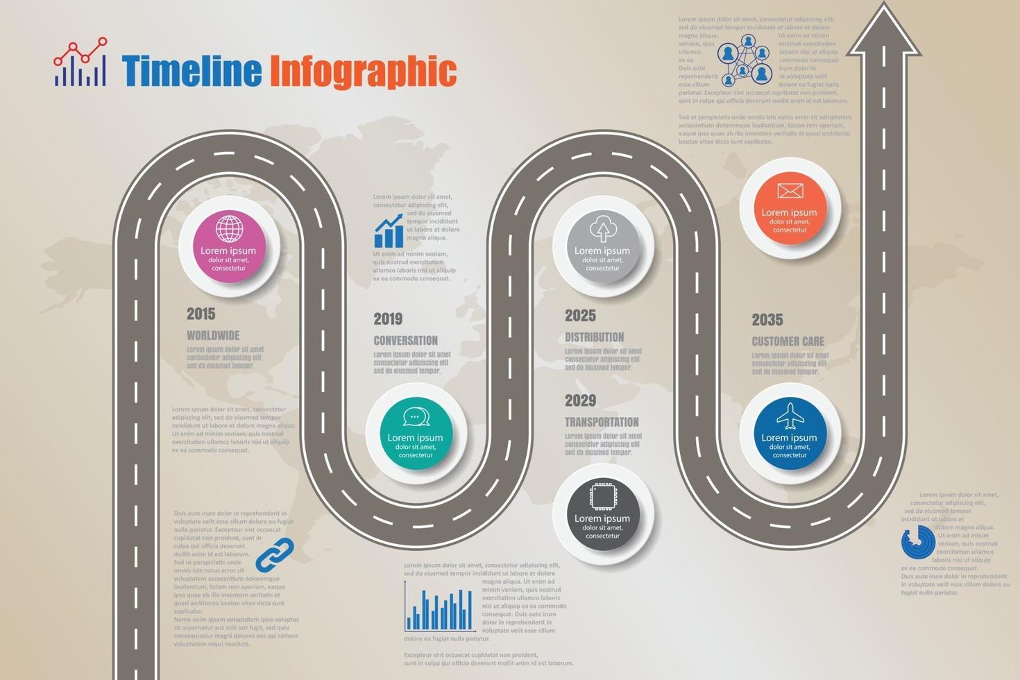 Business roadmap flat timeline infographic icons designed for abstract background template element modern diagram process web pages technology digital marketing data presentation chart Vector illustration