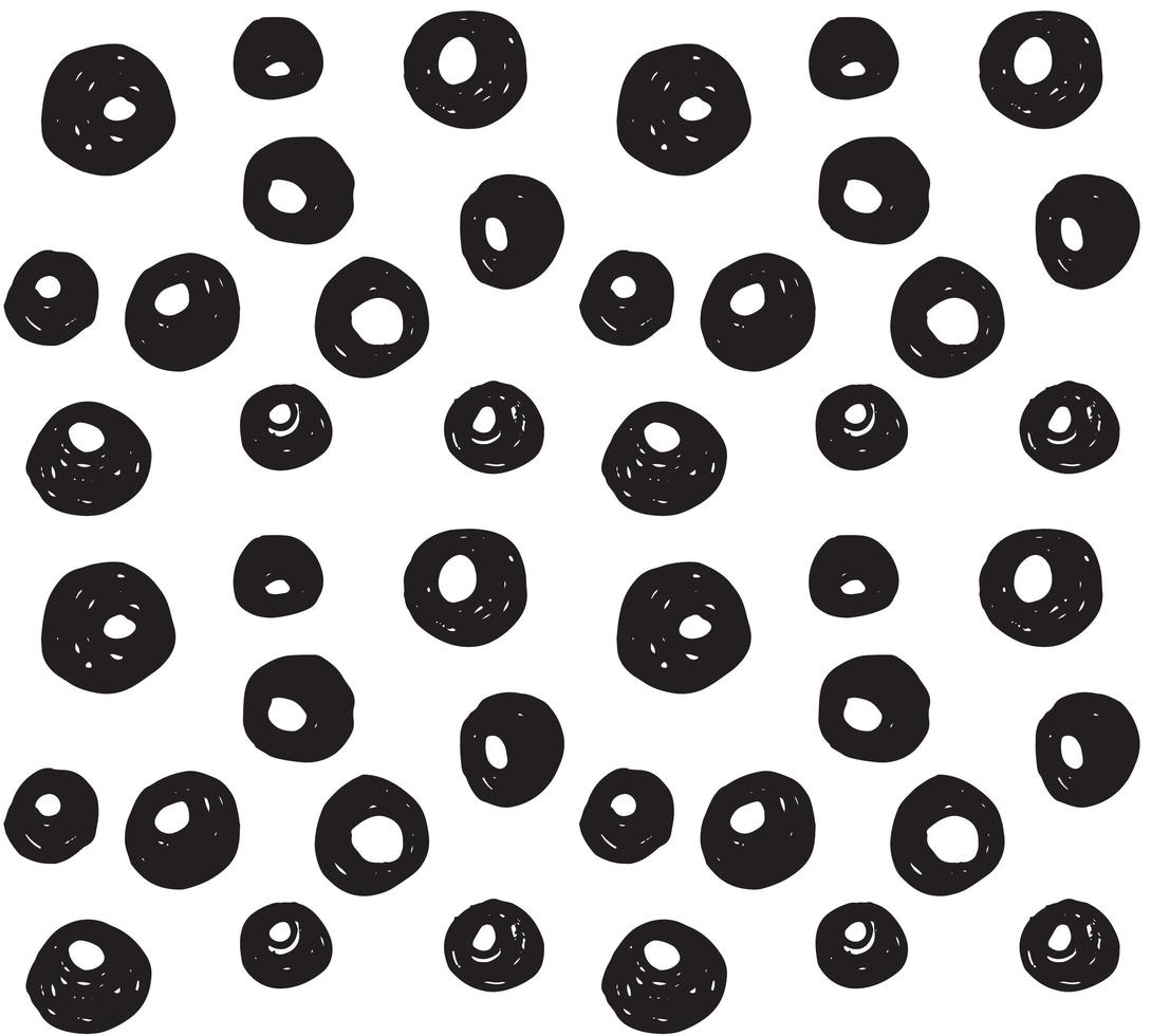 Hand drawn black brush circles and dots seamless pattern, vector illustration