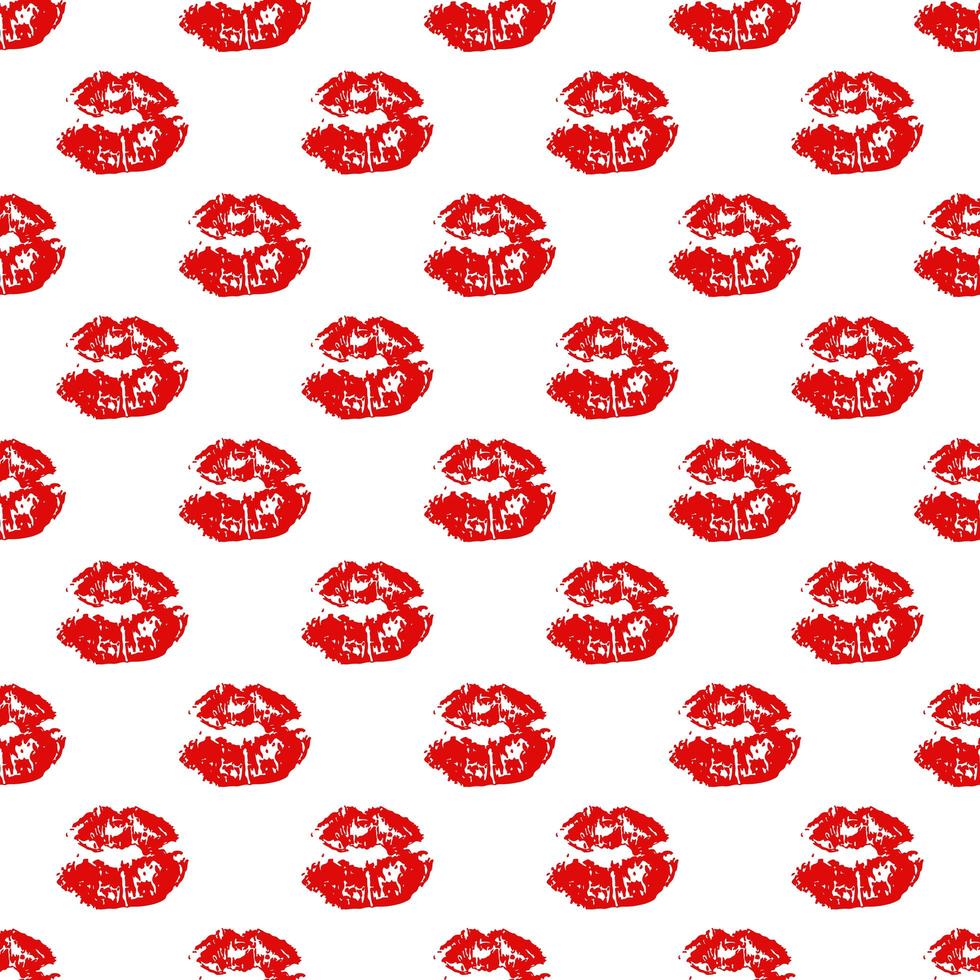 Kiss, Lips Seamless Pattern background. Vector Illustration isolated on white.