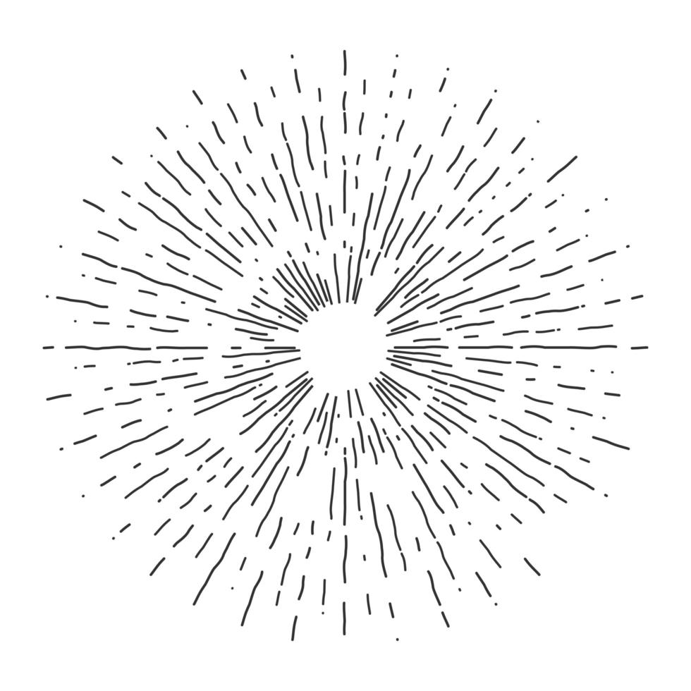 ráfagas de sol retro, forma de rayos de sol radiante vintage para logotipo, etiquetas o emblemas e ilustración de vector de plantilla de decoración de tipografía aislado sobre fondo blanco.