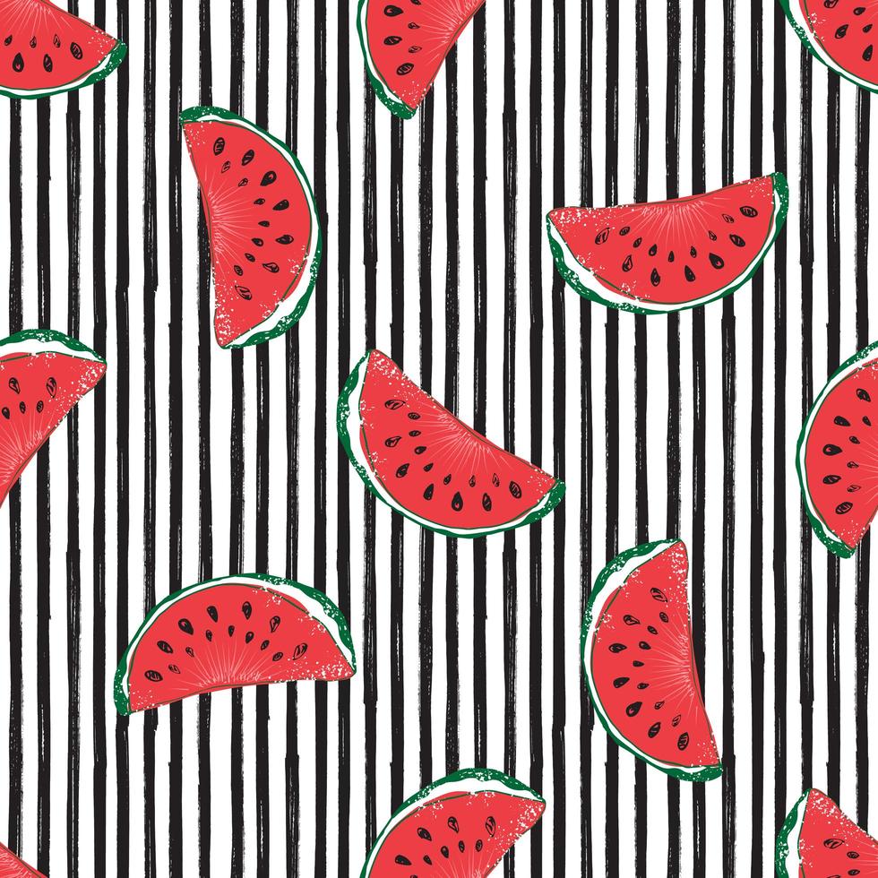 Water Melon Seamless Pattern Striped Vector Illustration.