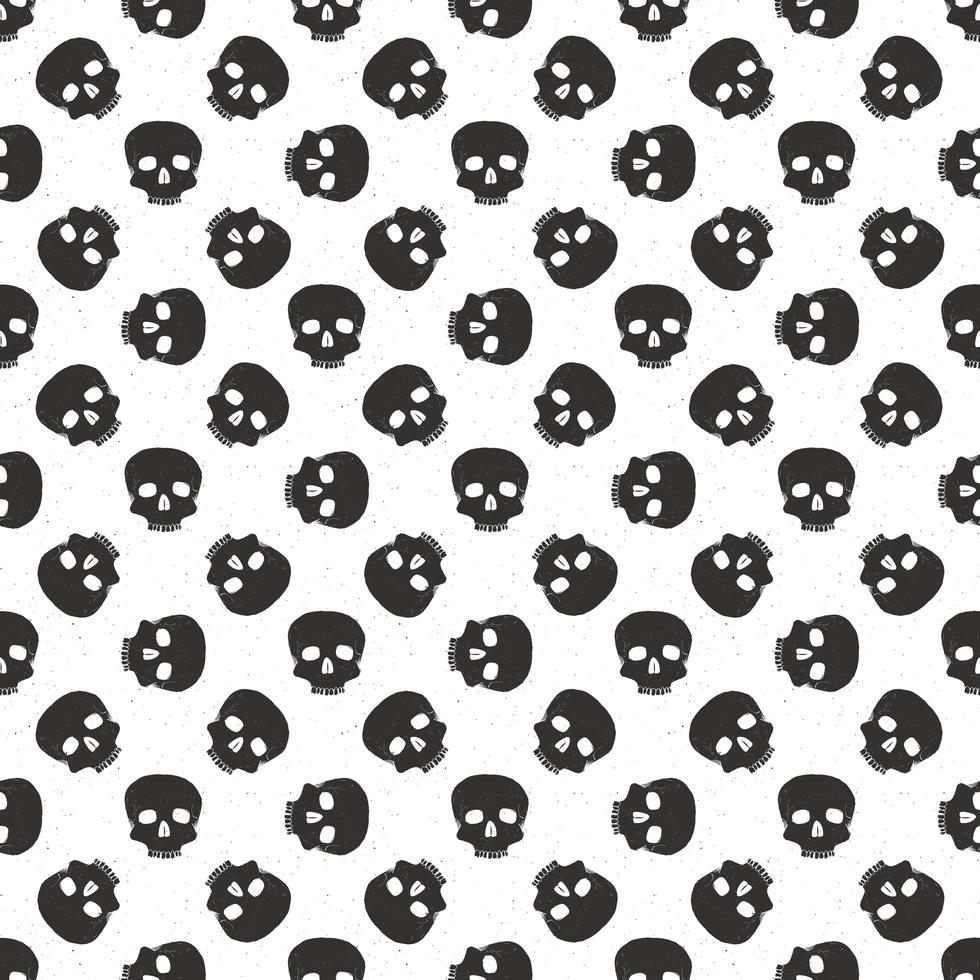 Skull seamless pattern, hand drawn sketch vector illustration