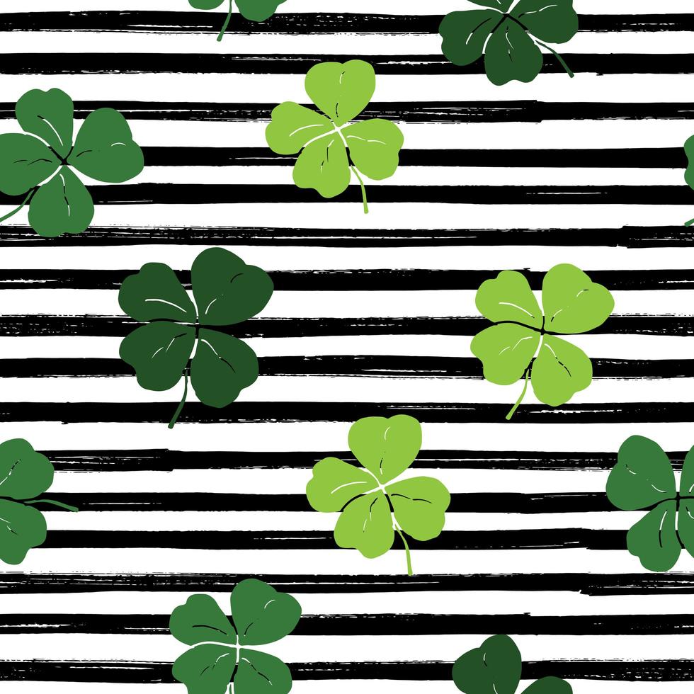 Clover leaf hand drawn doodle seamless pattern vector illustration. St Patricks Day symbol, Irish lucky shamrock background