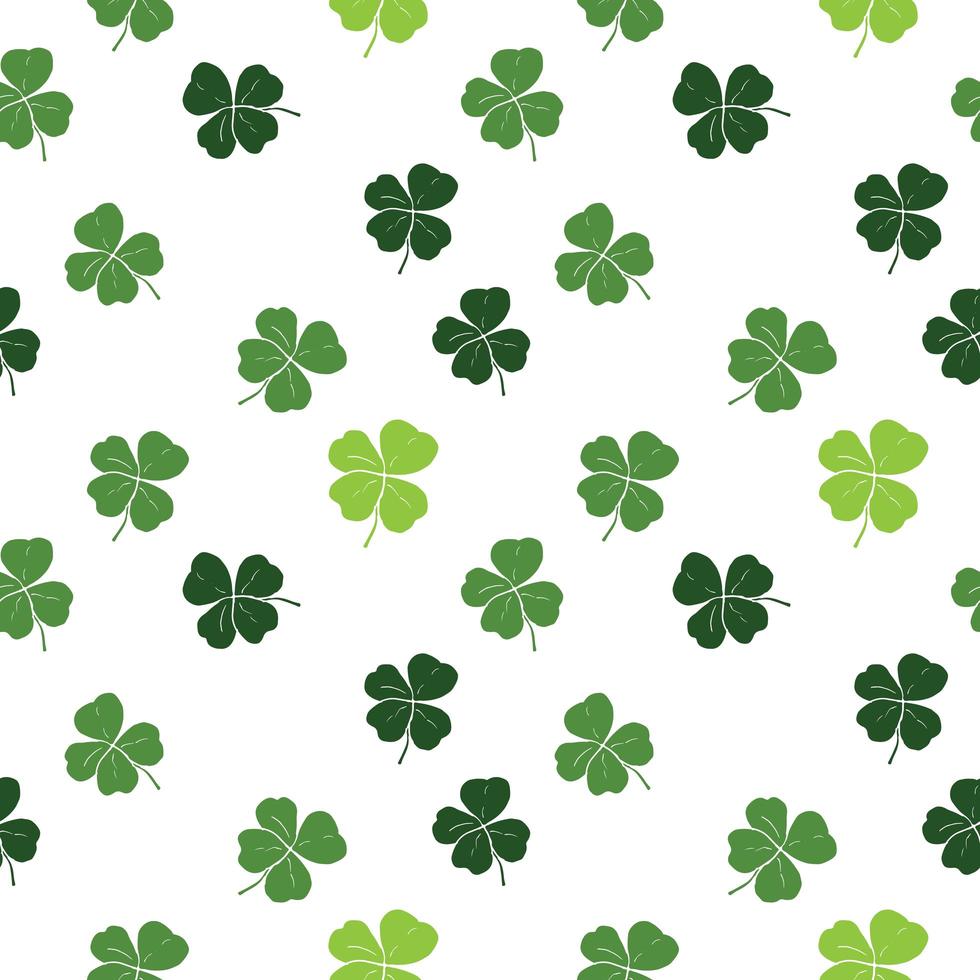 Clover leaf hand drawn doodle seamless pattern vector illustration. St Patricks Day symbol, Irish lucky shamrock background