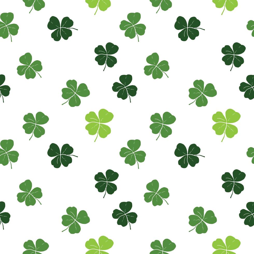 Clover leaf hand drawn doodle seamless pattern vector illustration. St Patricks Day symbol, Irish lucky shamrock background