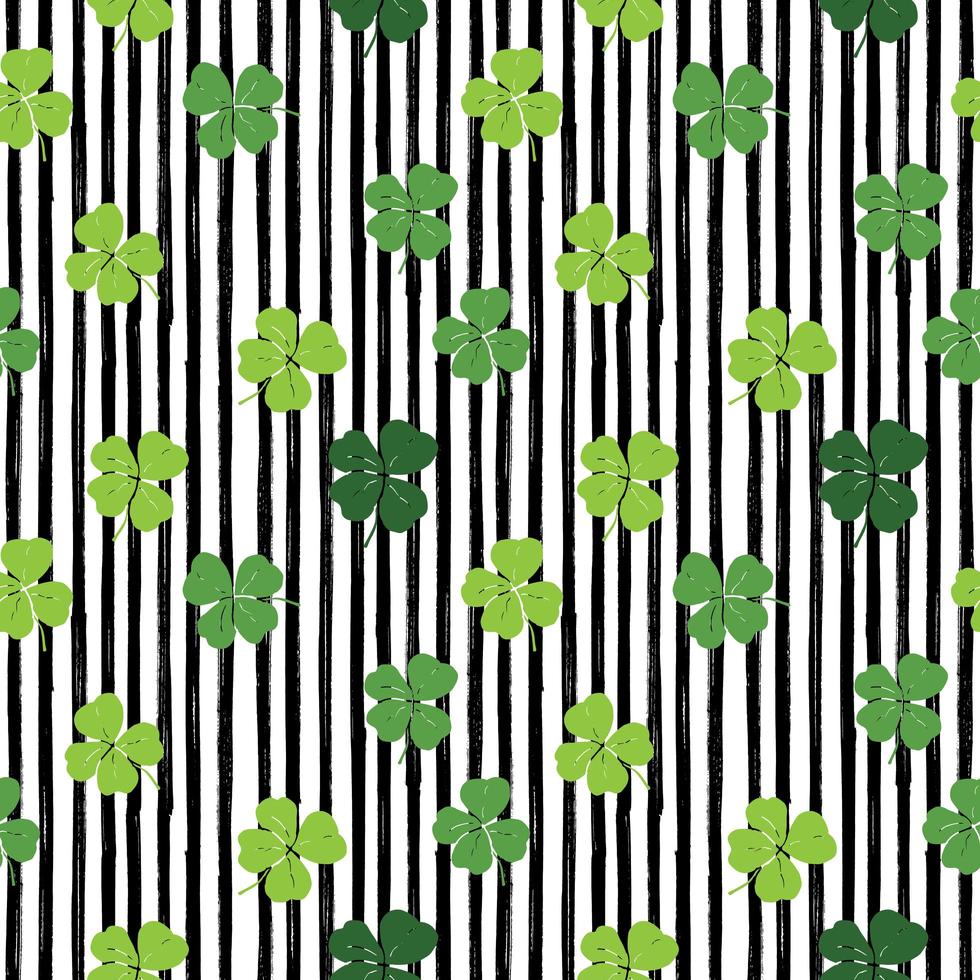 Clover leaf hand drawn doodle seamless pattern vector illustration. St Patricks Day symbol, Irish lucky shamrock background